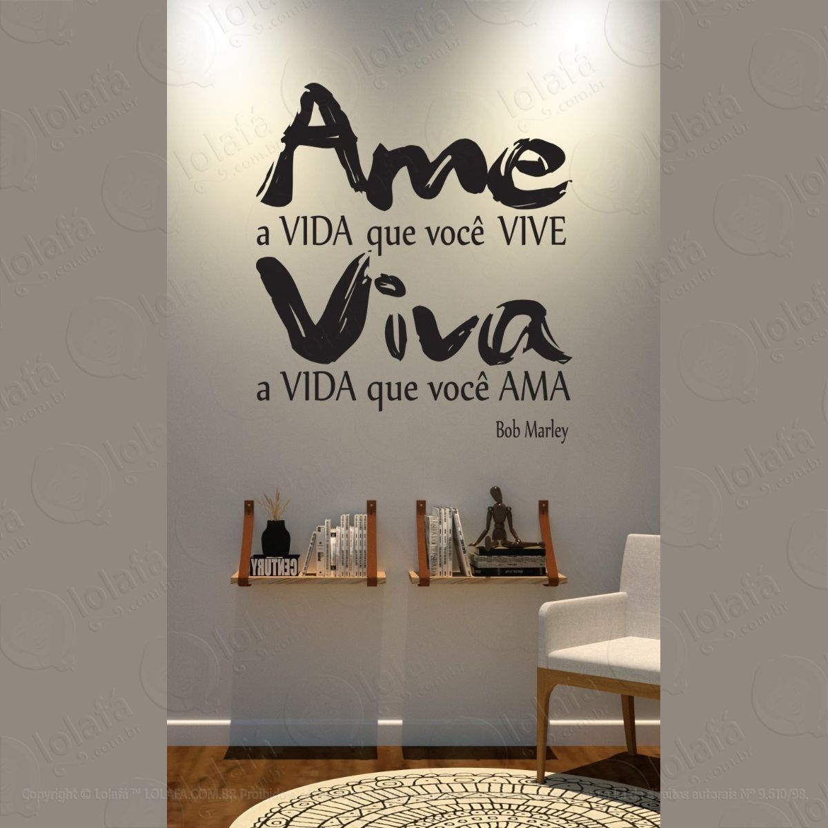 adesivo decorativo parede ame a vida que você vive 1,13x1,28 mod:1449