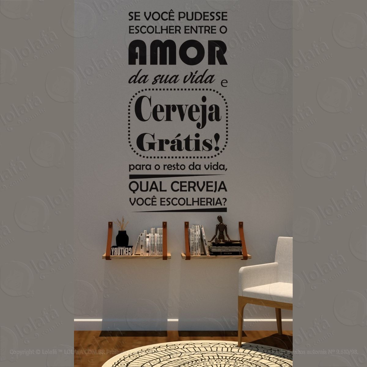 adesivo decorativo de parede cerveja grátis ou amor sua vida mod:1460