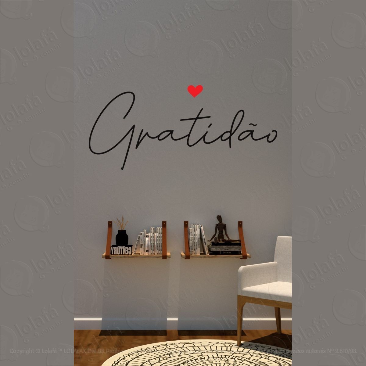 adesivo decorativo parede gratidão 100 x 45cm mod:1466