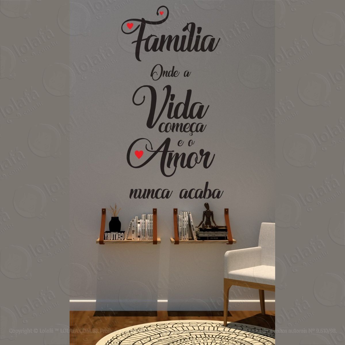 adesivo decorativo paredes frases para família mod:1469