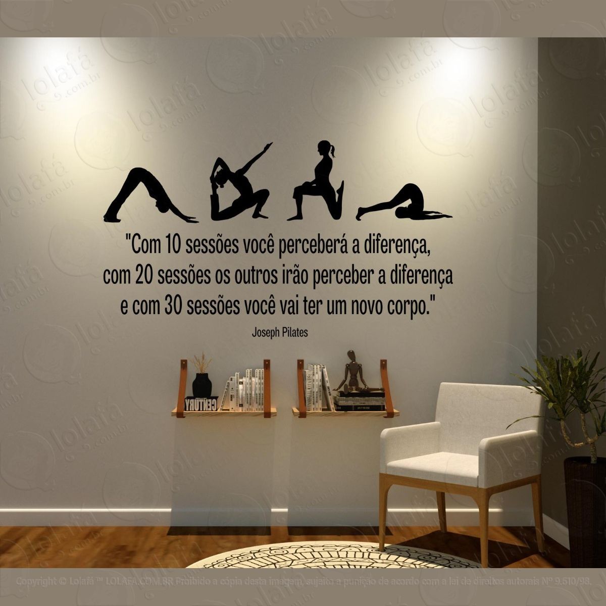 adesivo parede frases pilates 100x57 mod:1476