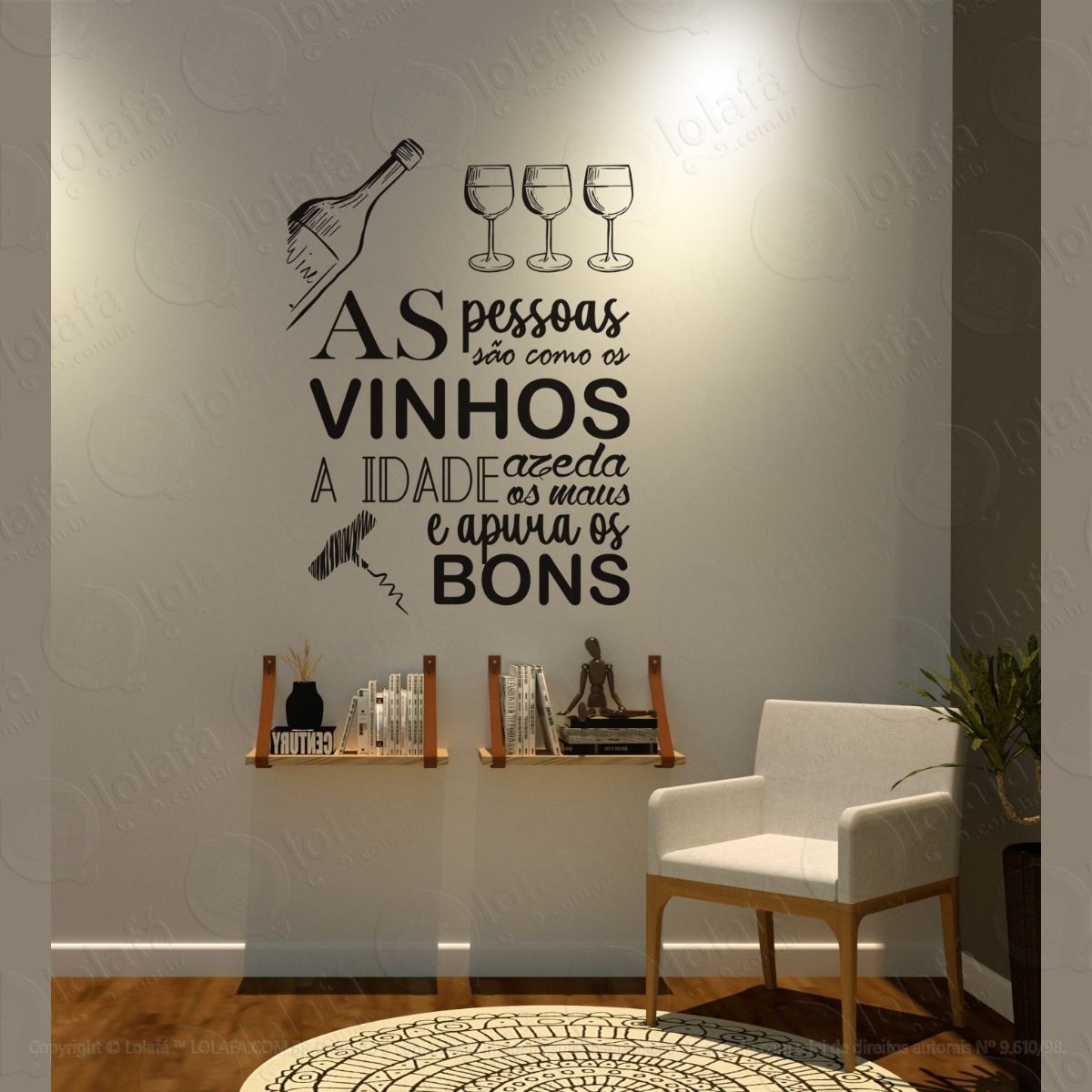 adesivo decorativo parede as pessoas são como vinhos 57x78cm mod:1482