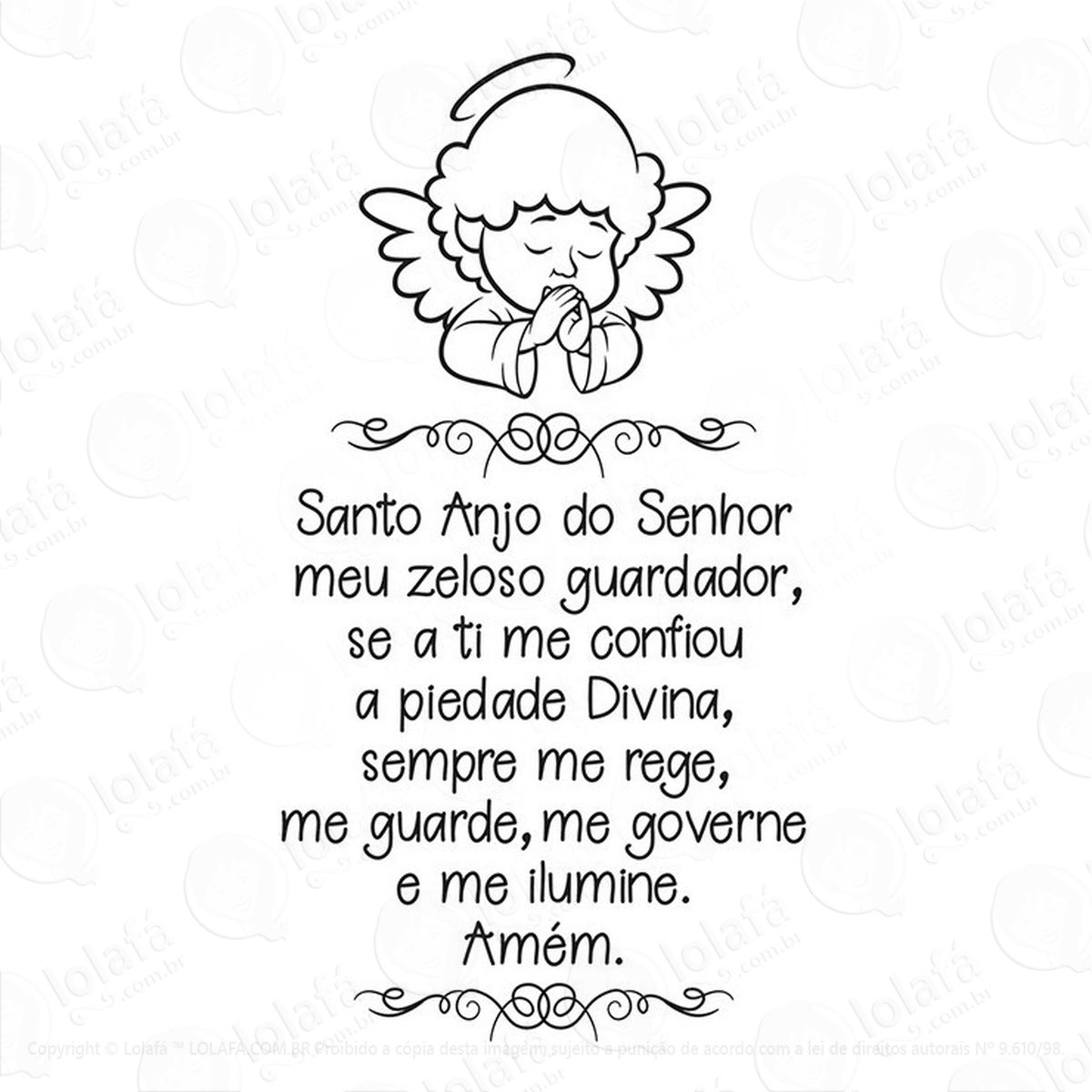 adesivos de parede bebê oração santo anjo do senhor mod:1486