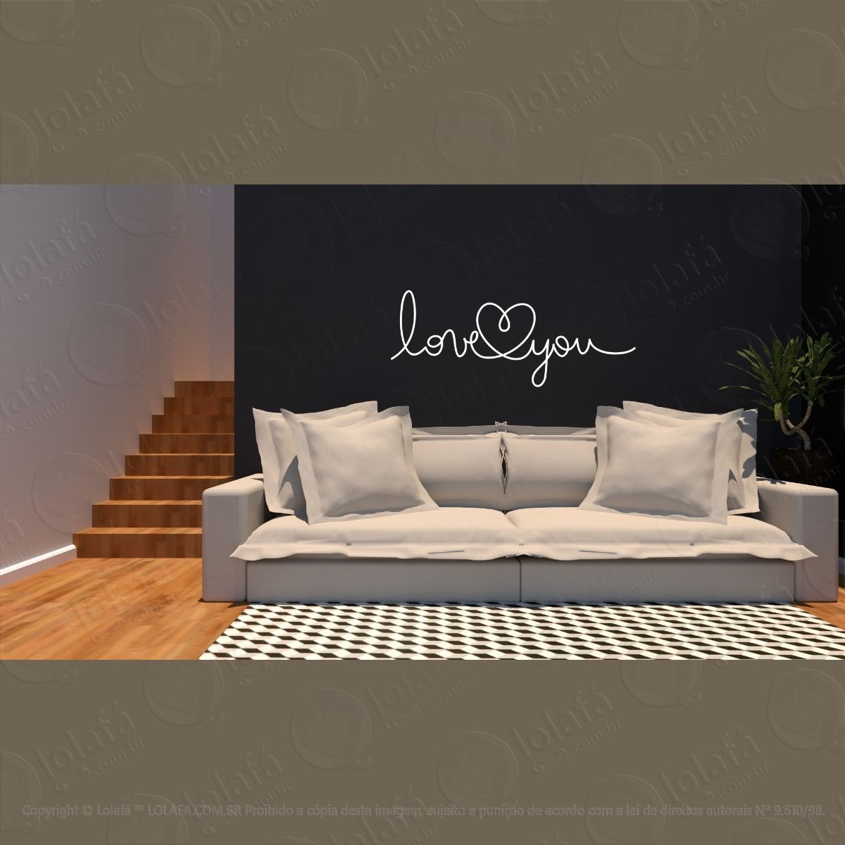 adesivo decorativo para quarto de casal - love you + brinde mod:1494