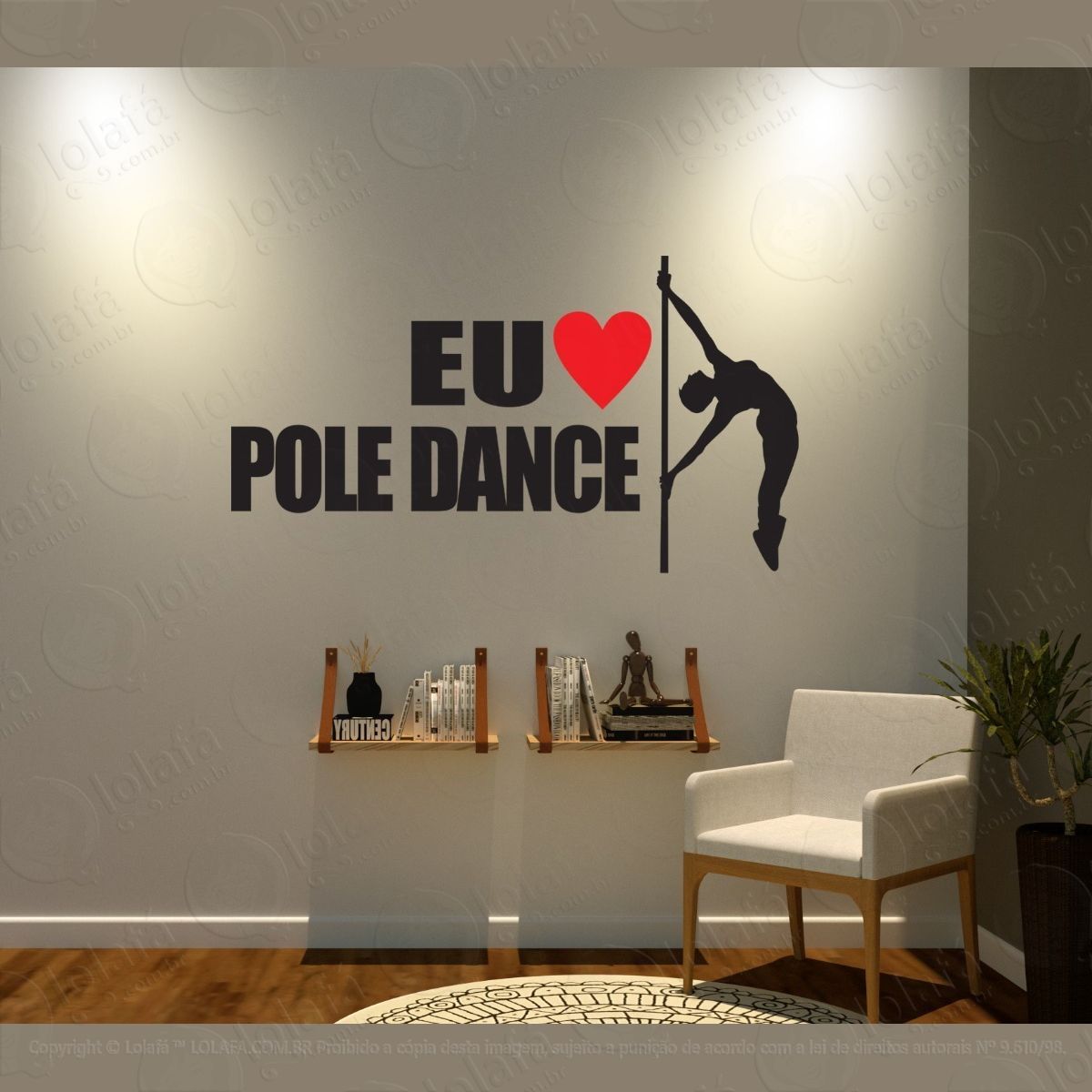 adesivo decorativo parede eu amo pole dance 1,00x55 mod 02 mod:1512