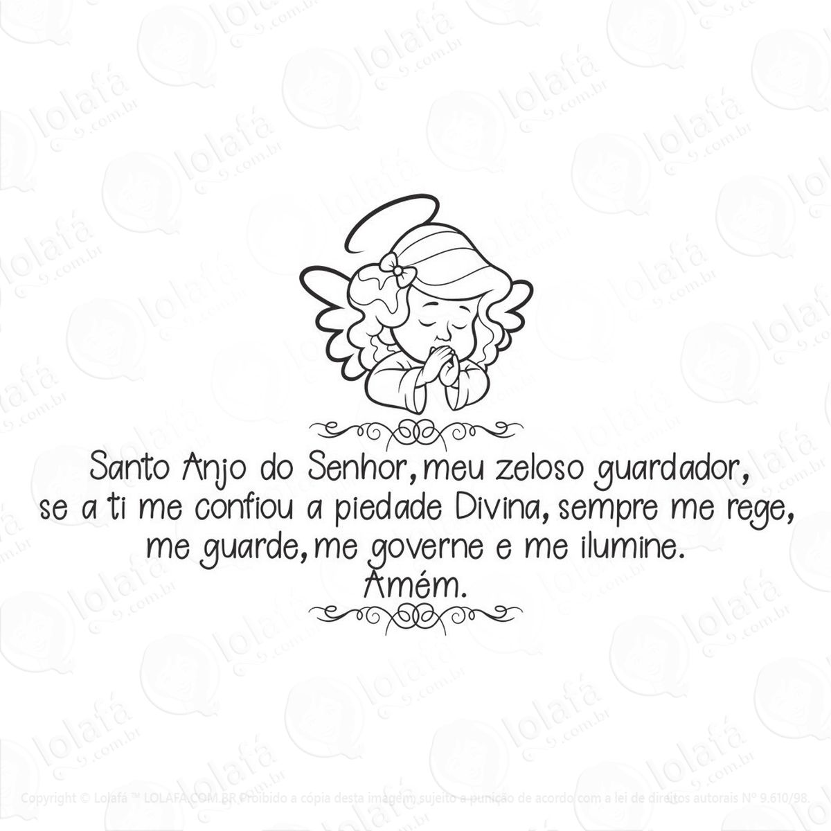 adesivo parede oração santo anjo menina 100x57 mod:1520