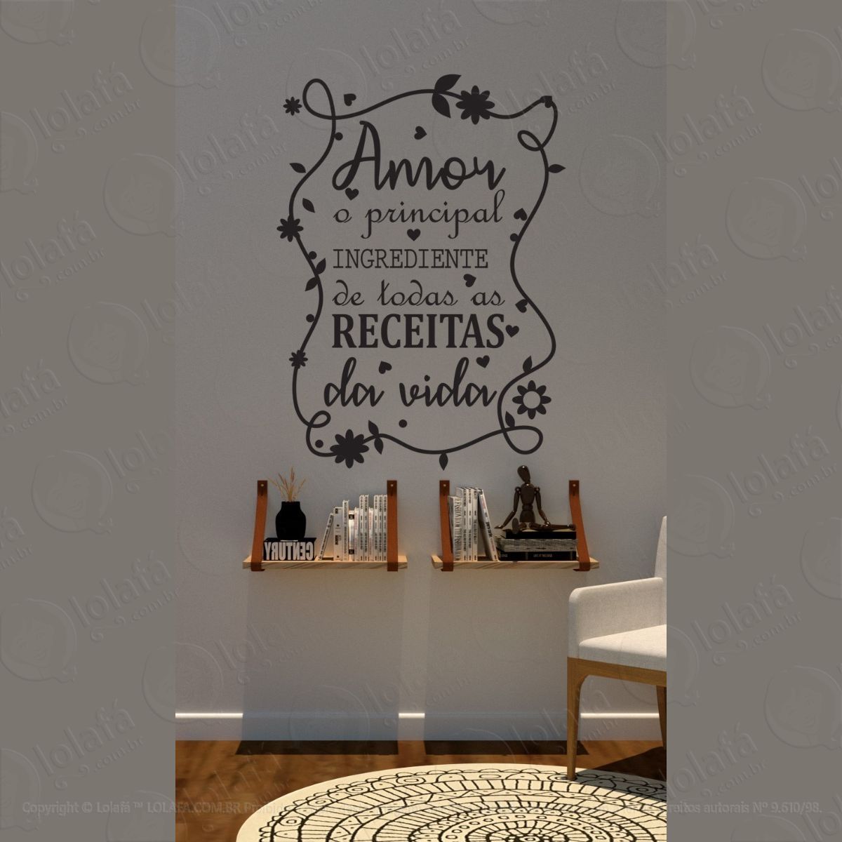 adesivo decorativo para cozinha frases de amor + brinde mod:1521