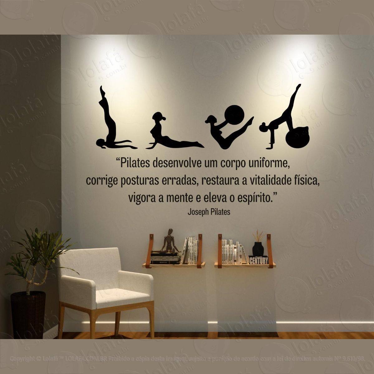 adesivo parede pilates desenvolve um corpo uniforme 150x86cm mod:1548