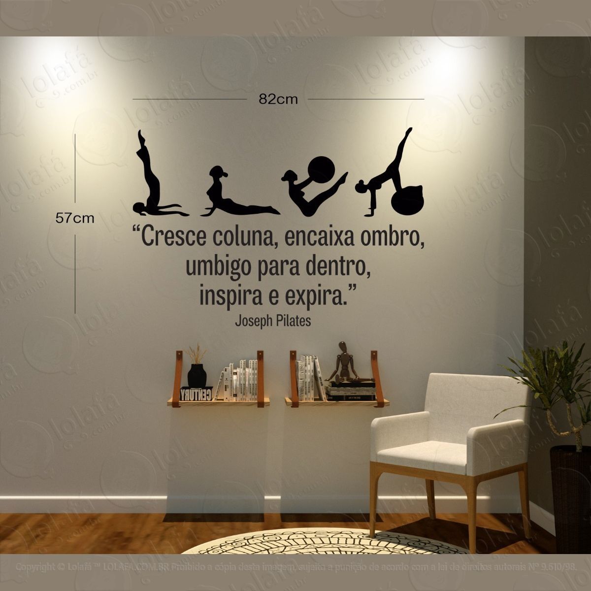 Adesivo Parede Academia Frases Pilates Cresce Coluna - Melhor