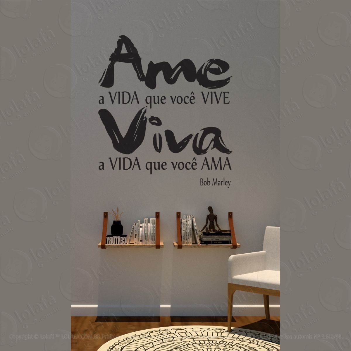 adesivo decorativo parede ame a vida que você vive... mod:1583