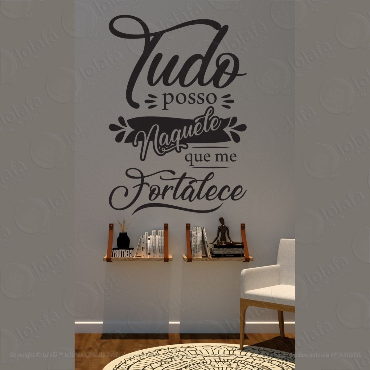 adesivo decorativo parede tudo posso naquele que me fortalec mod:1611