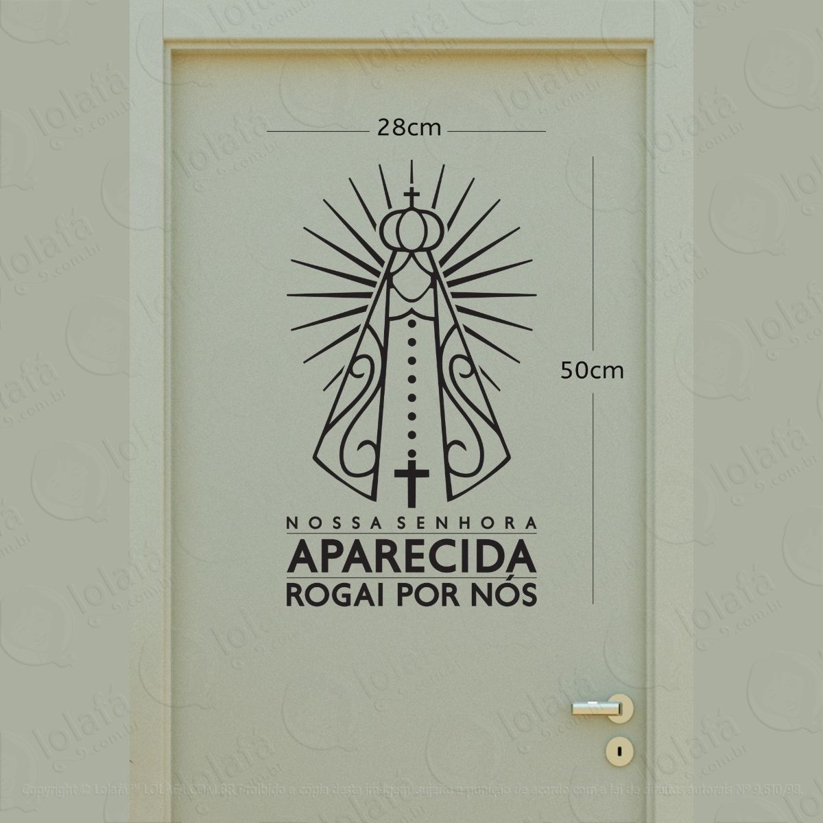 adesivo de parede religioso nossa senhora aparecida 50x28 mod:1622