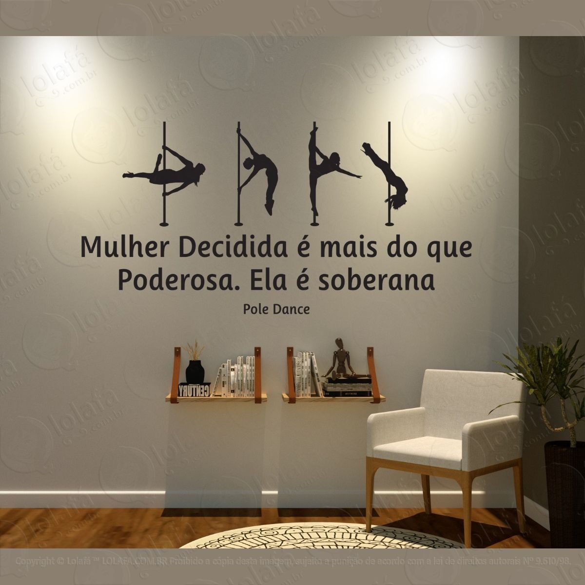 adesivo decorativo parede pole dance mulher decidida 150x074 mod:1640