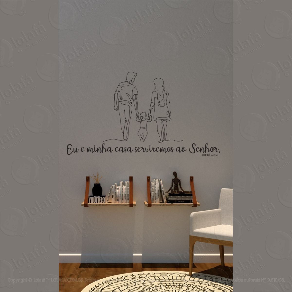 adesivo decorativo parede eu e minha casa serviremos mod:1677