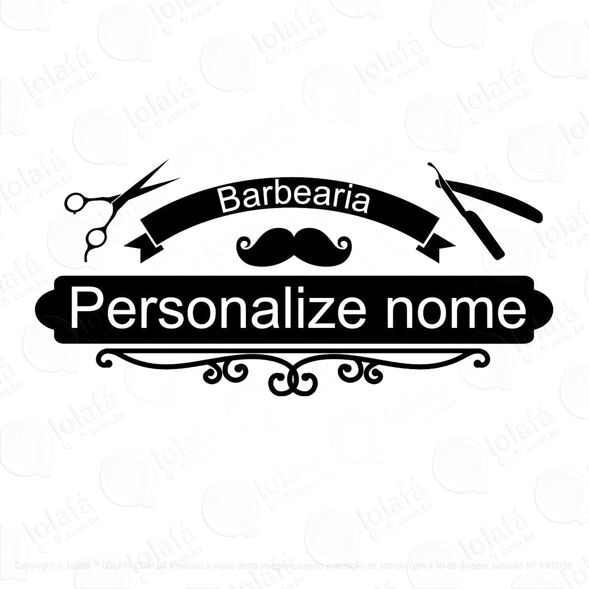 adesivo barbearia barbeiro personalizado vidro parede barber mod:1733