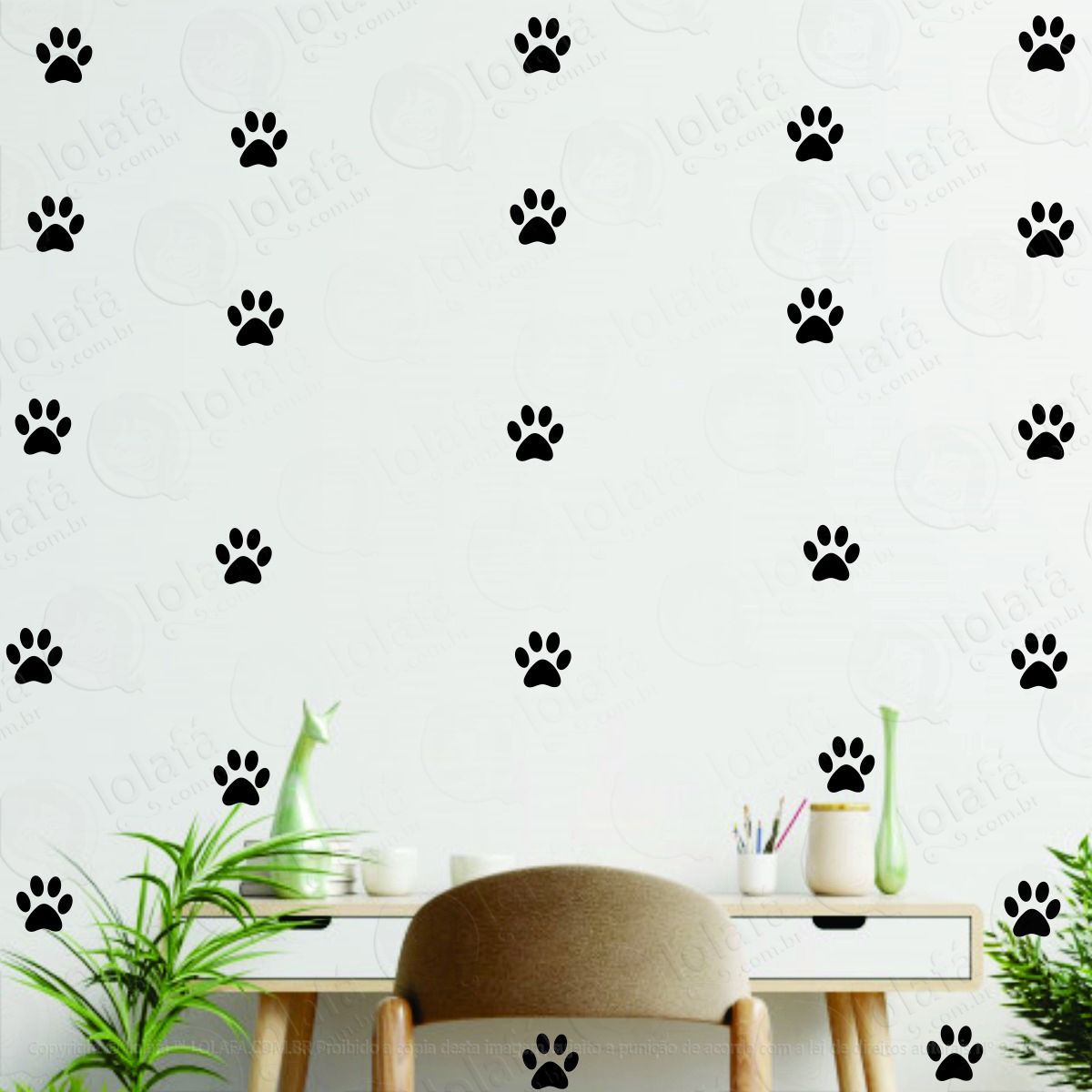 kit com 72 adesivos decorativos patinhas decoração pet mod:1746