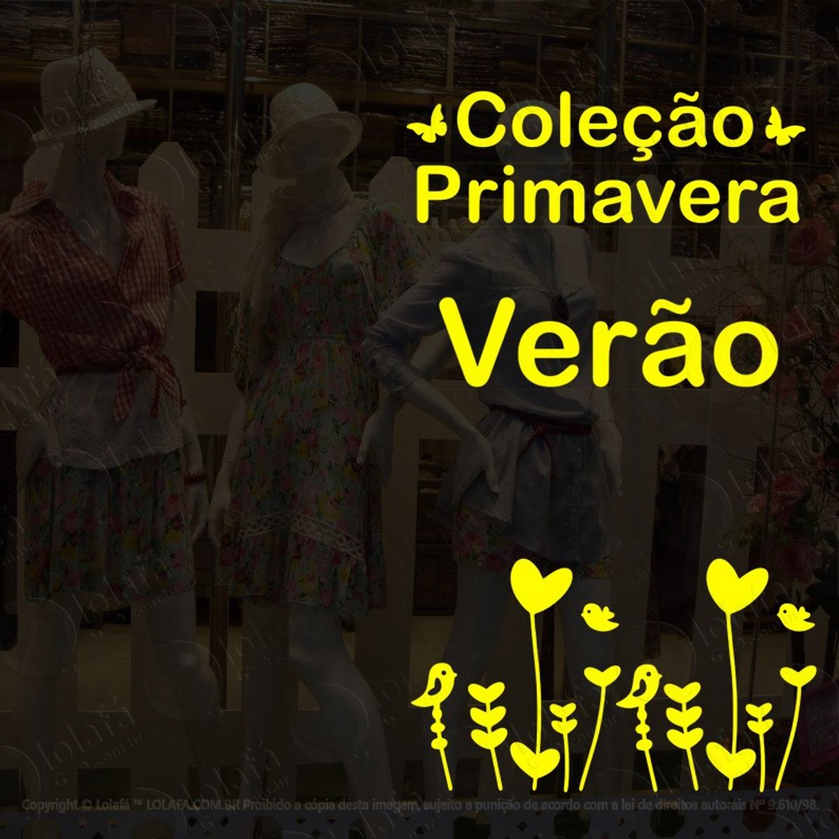 adesivo decorativo vitrine coleção primavera verão pássaros mod:1821