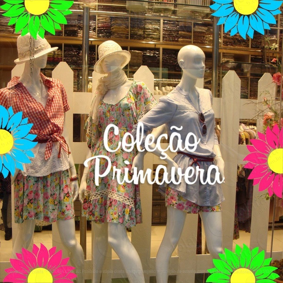 adesivo decorativo vitrine coleção primavera colorido mod:1825