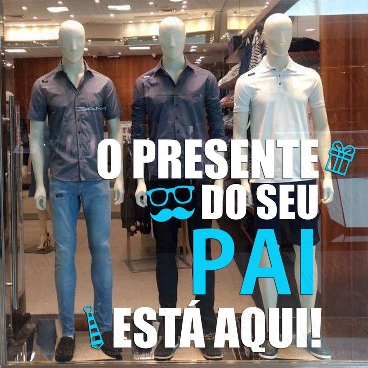 adesivo decorativo vitrine presente do seu pai está aqui mod:1829