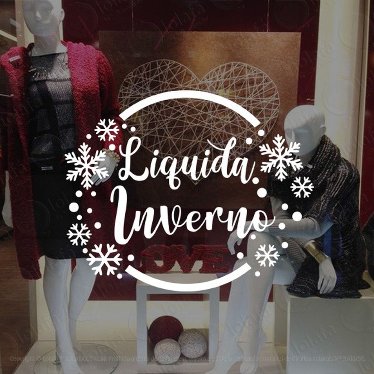 adesivo decorativo vitrine liquida inverno flocos redondo mod:1865