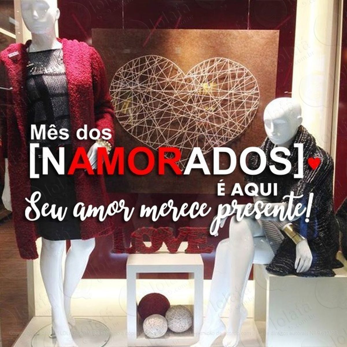 adesivo vitrine mês dos namorados seu amor merece presente mod:1881