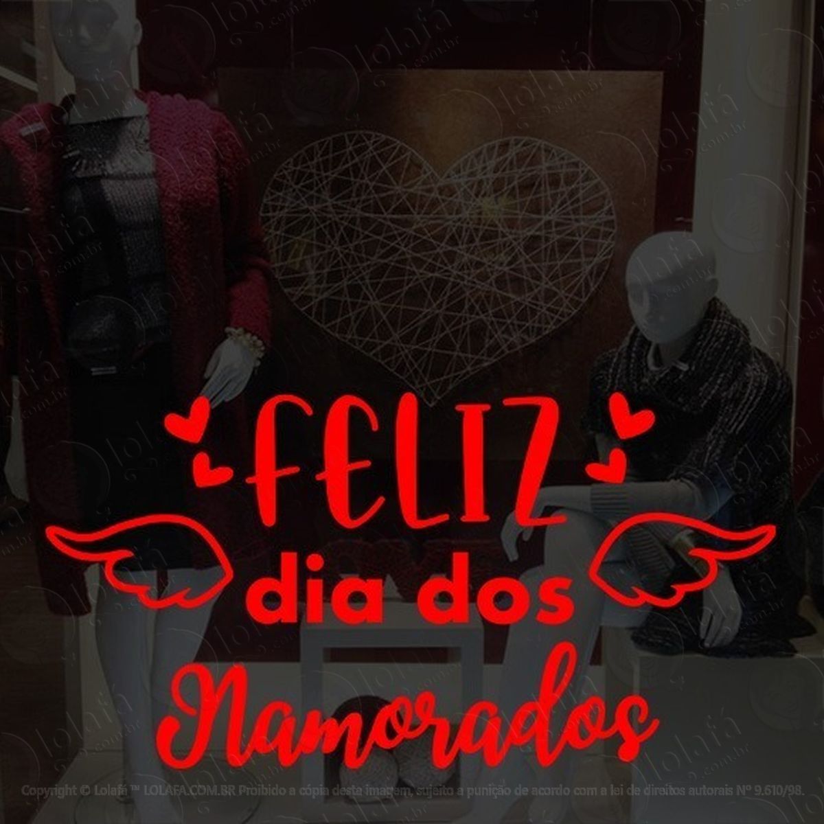 adesivo decorativo vitrine feliz dia dos namorados asas mod:1888