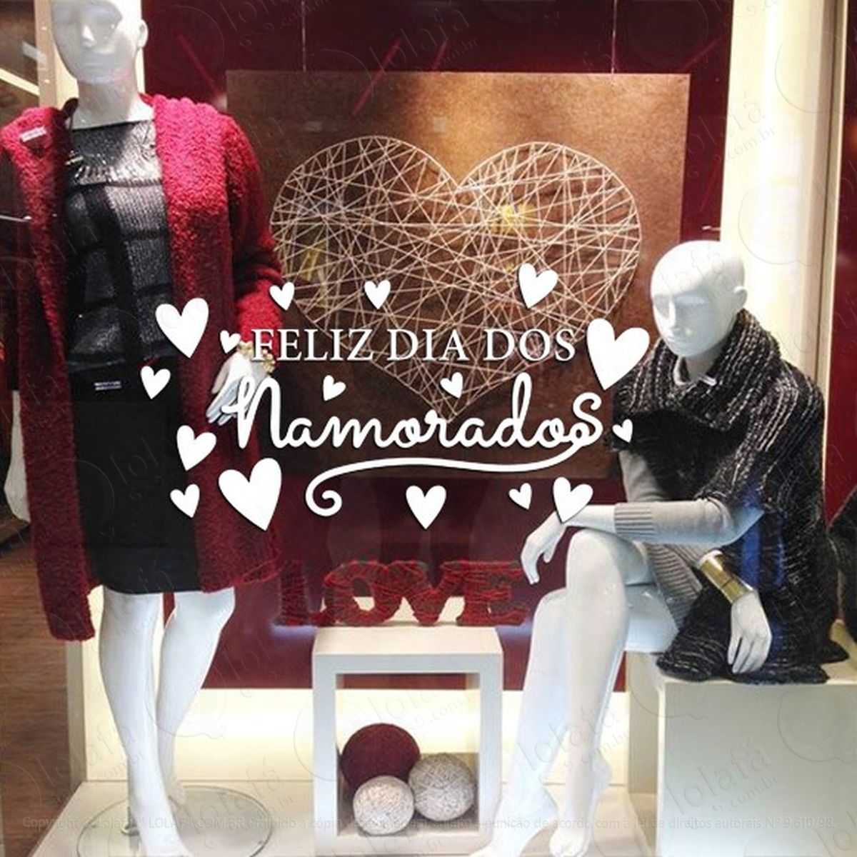 Adesivo Decorativo Vitrine Feliz Dia Dos Namorados Mod:1895