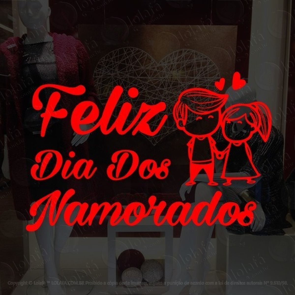 adesivo decorativo vitrine feliz dia dos namorados casal mod:1906