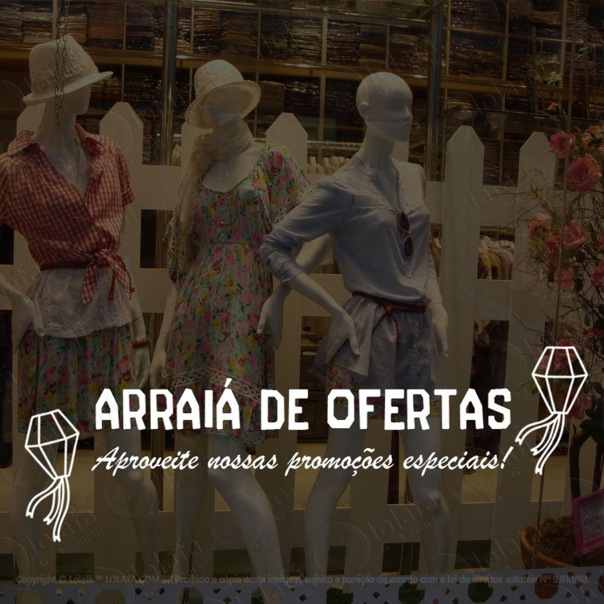 adesivo de vitrine festa junina arraiá de ofertas promoções mod:1921