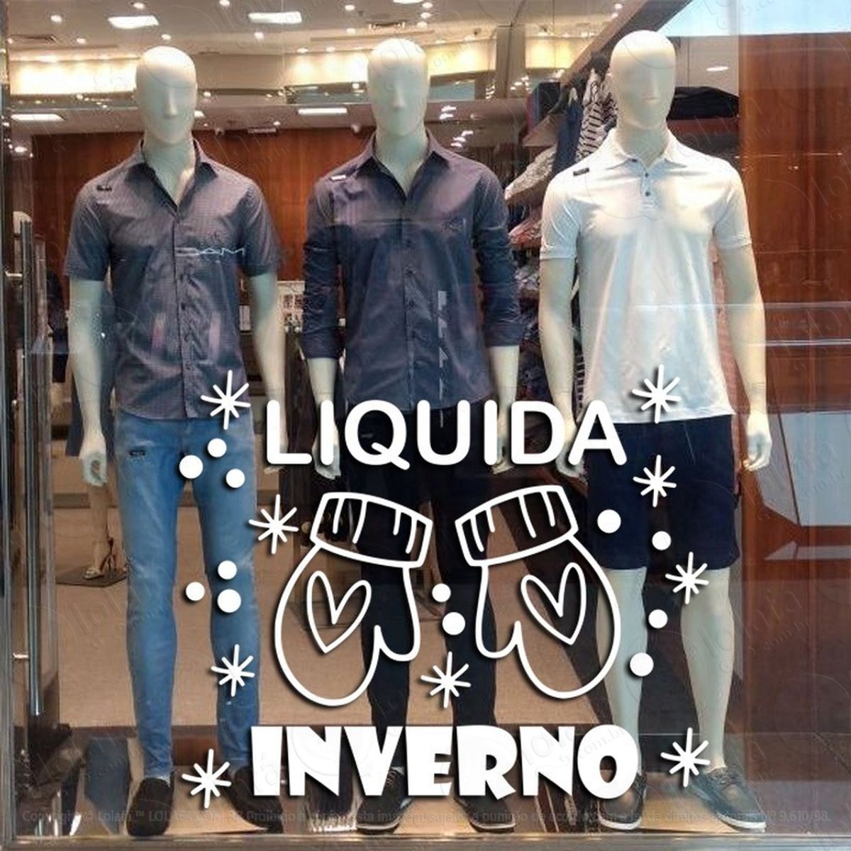 adesivo decorativo vitrine liquida inverno luvas mod:1933