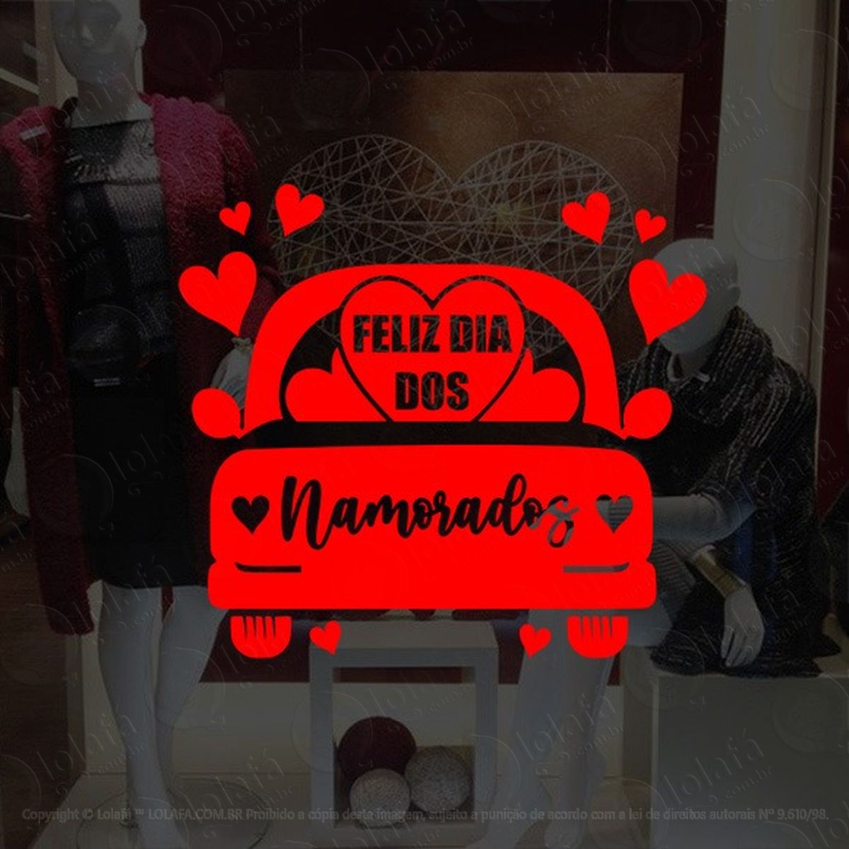 adesivo decorativo vitrine feliz dia dos namorados carro mod:1982