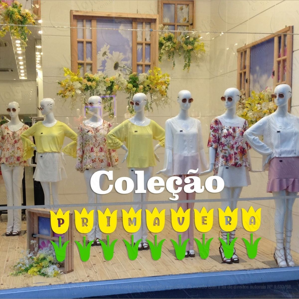 adesivo decorativo vitrine coleção primavera flores mod:1984