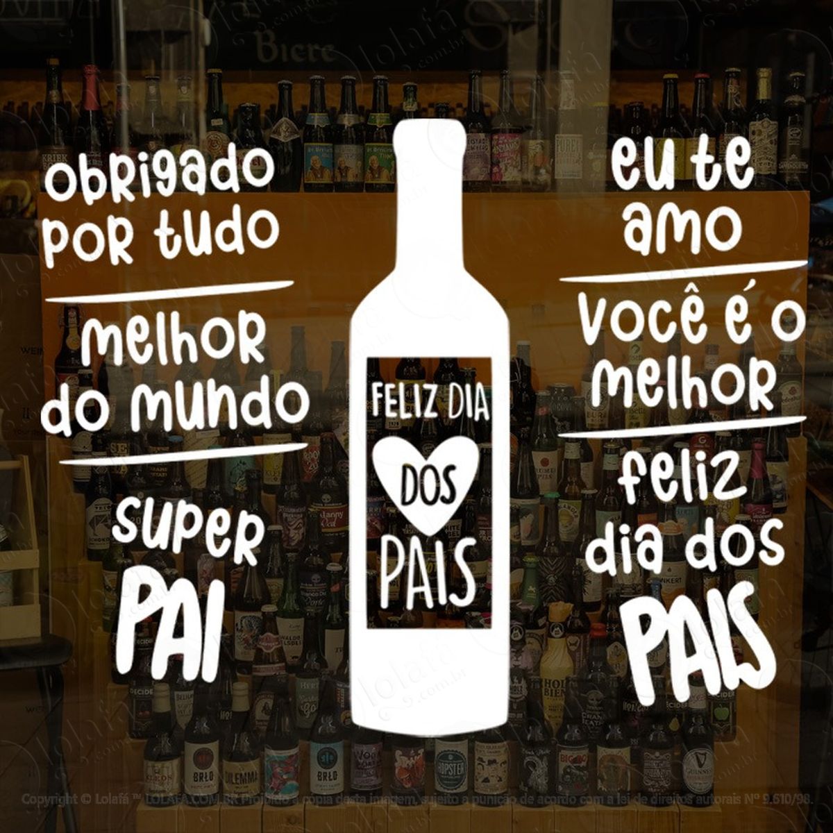 adesivo para vitrine loja vinho garrafa feliz dia dos pais mod:1986