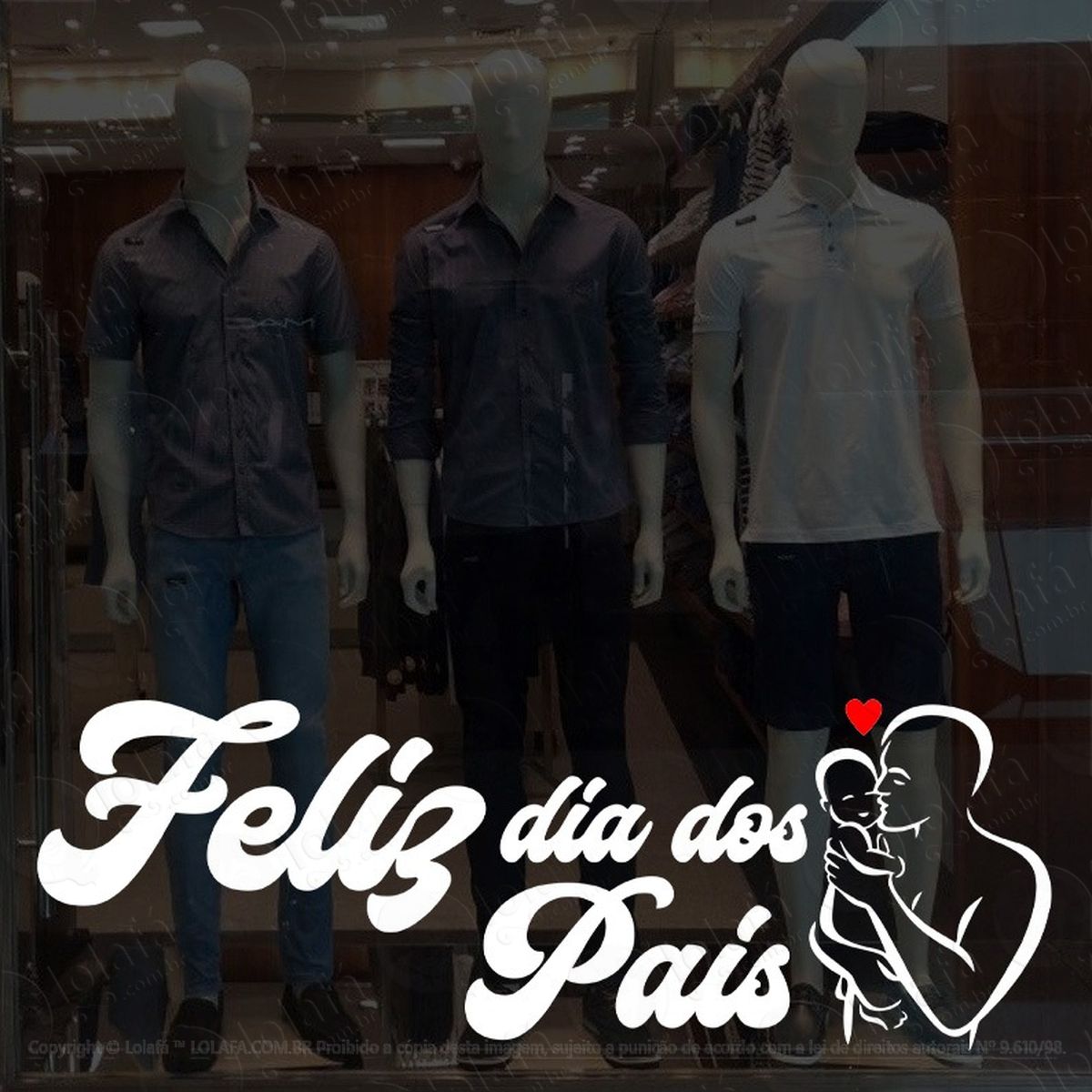 adesivo para vitrine feliz dia dos pais filho loja shopping mod:1991