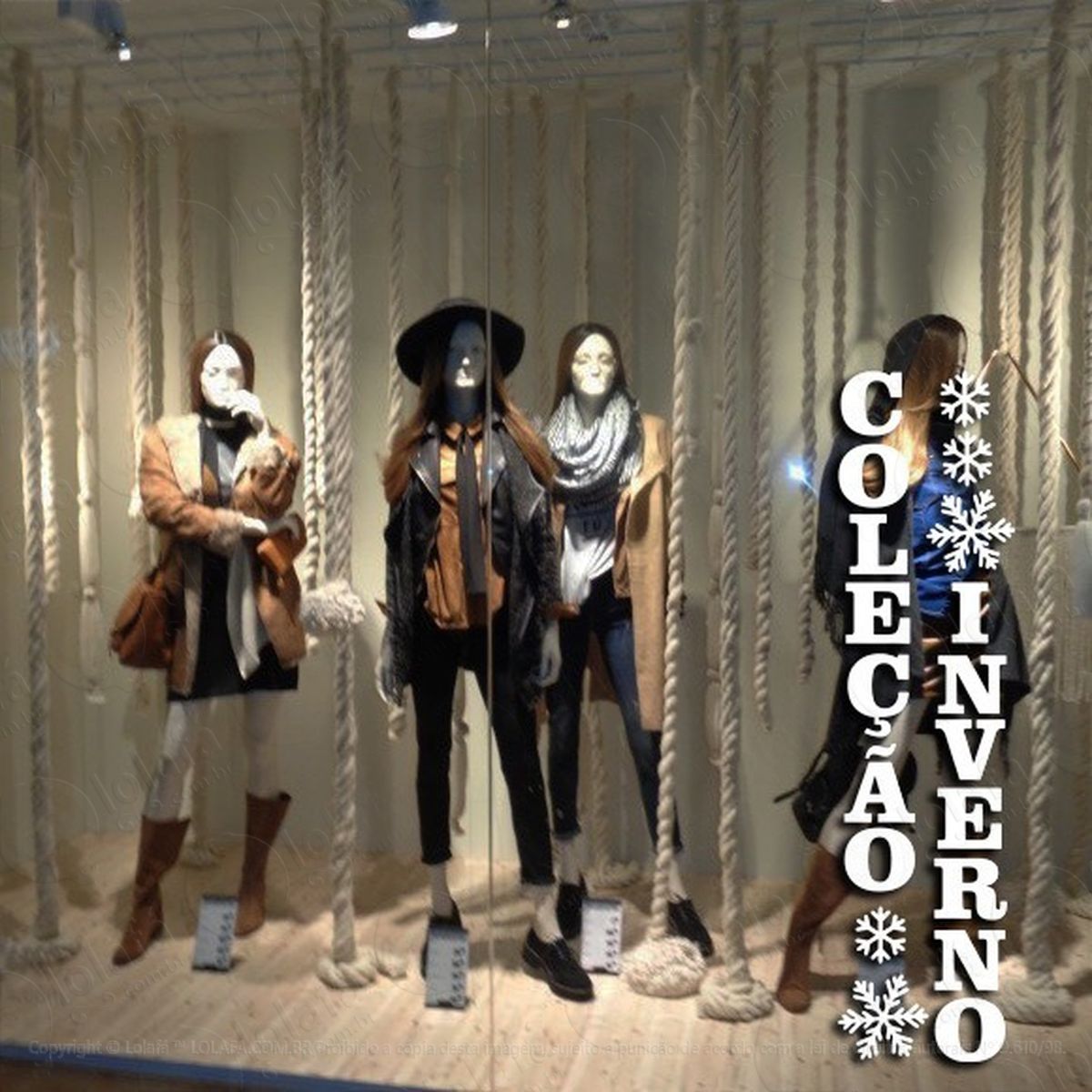 adesivo decorativo vitrine coleção inverno vertical flocos mod:2003