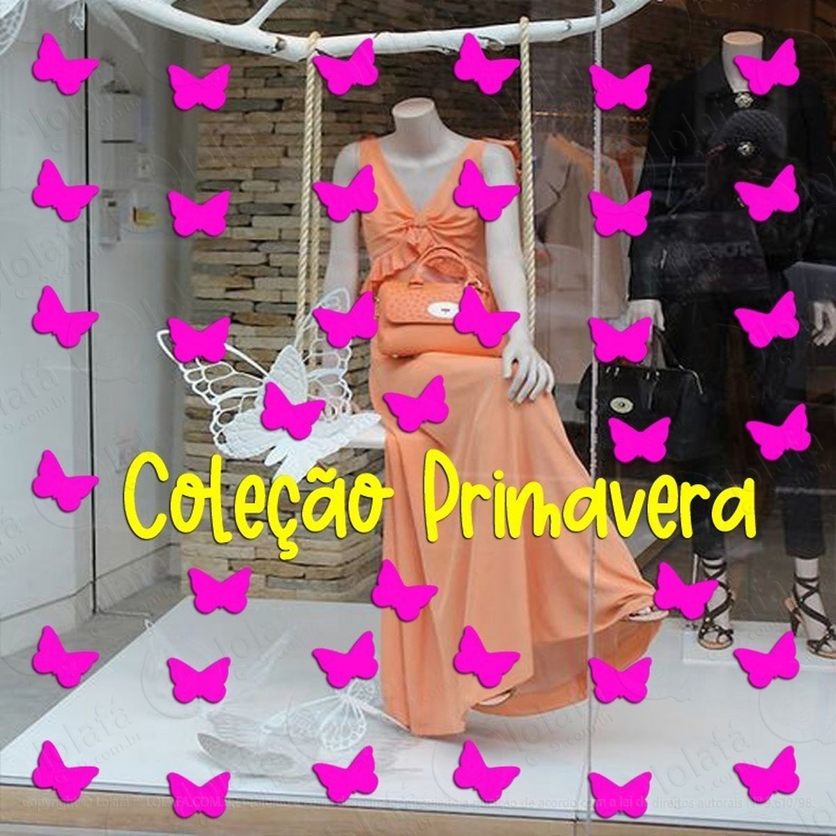 adesivo decorativo vitrine coleção primavera borboletas mod:2004