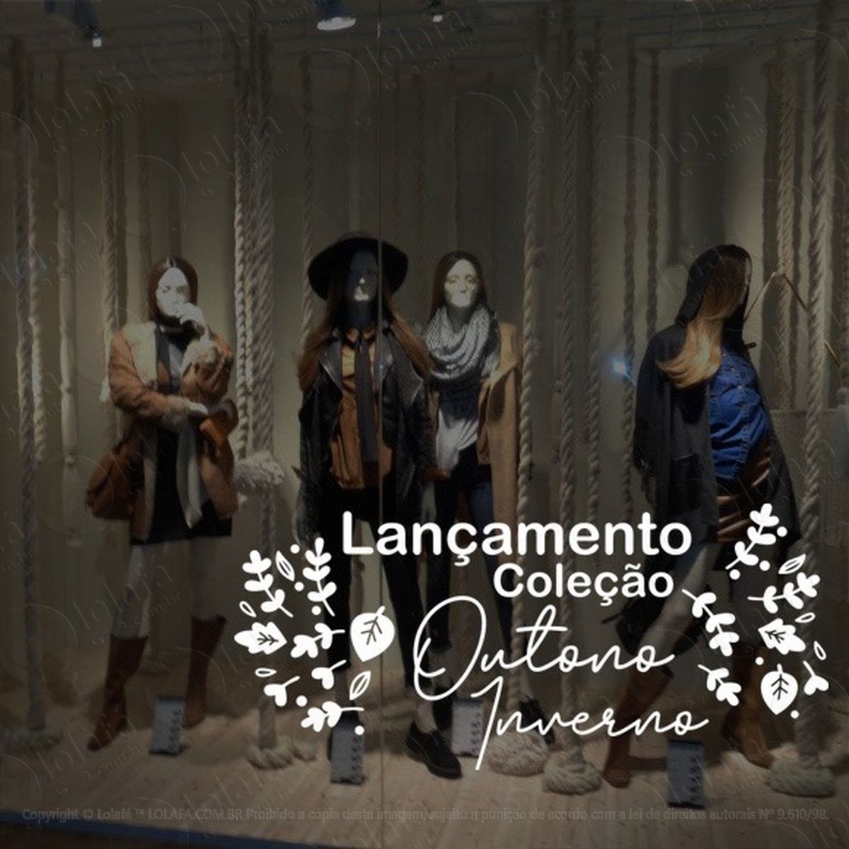 adesivo vitrine lançamento coleção outono inverno folhas mod:2016