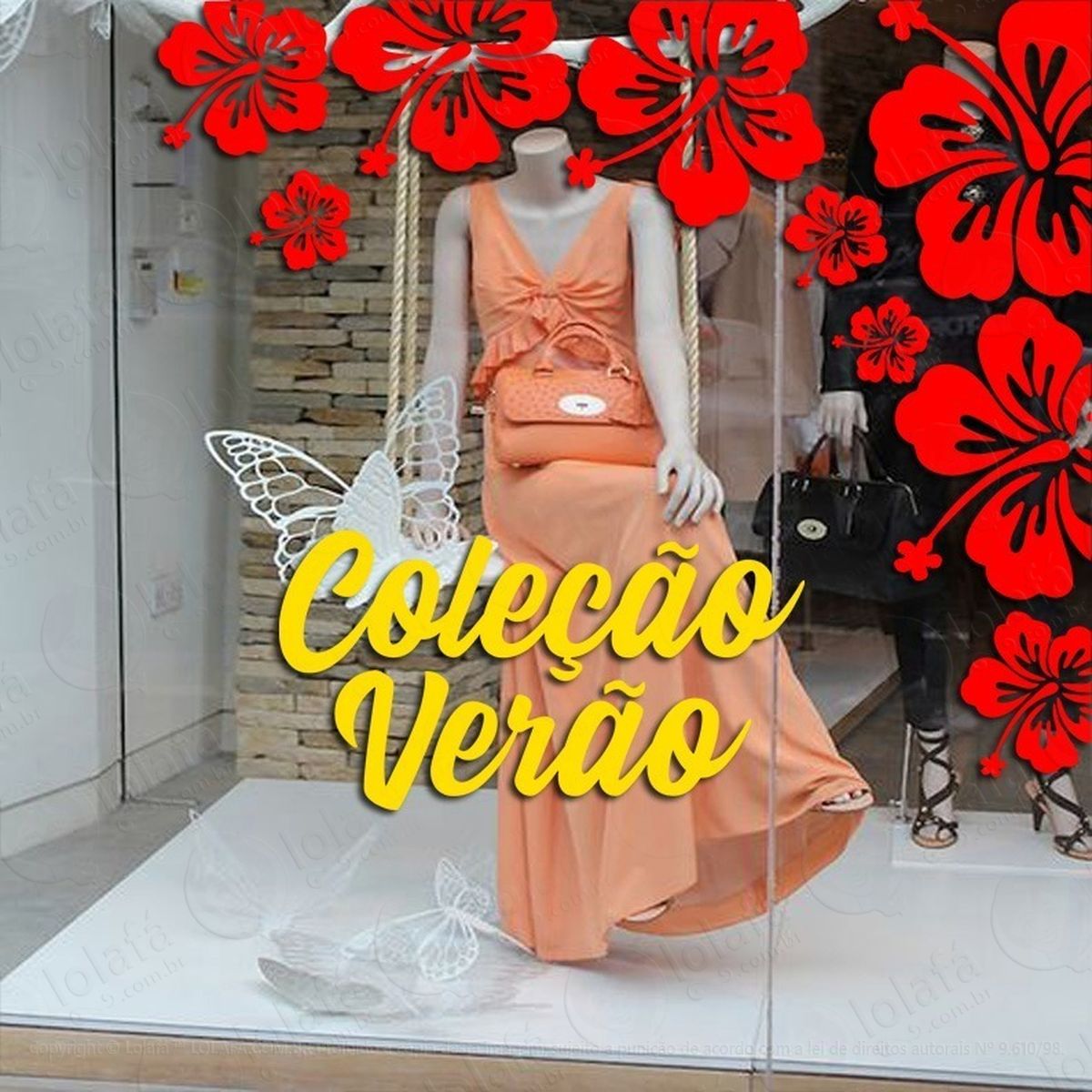 adesivo decorativo vitrine coleção verão hibisco mod:2018