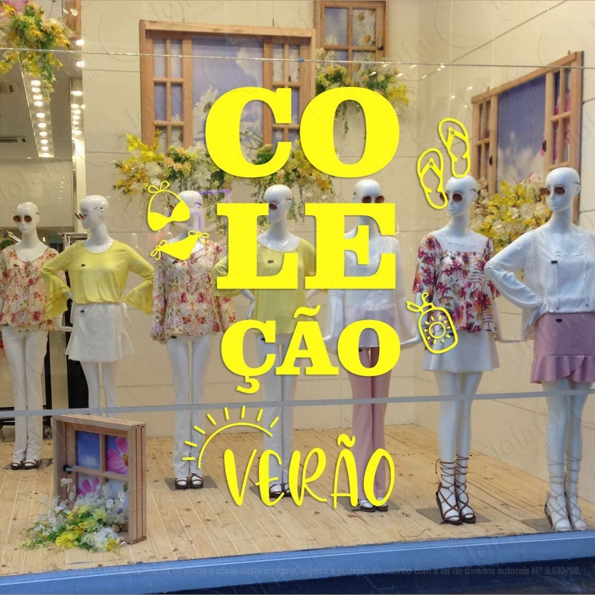 adesivo decorativo vitrine coleção verão desenhos praia mod:2040