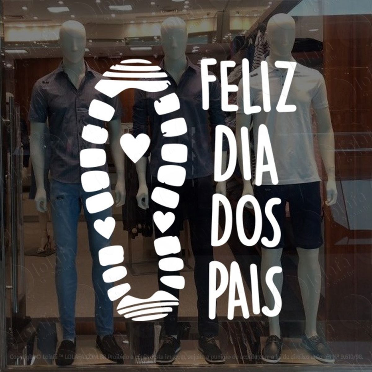 adesivo para vitrine loja feliz dia pais calçado mod:2046