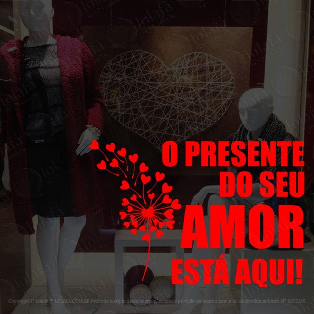 adesivo decorativo vitrine o presente do seu amor dente leão mod:2048