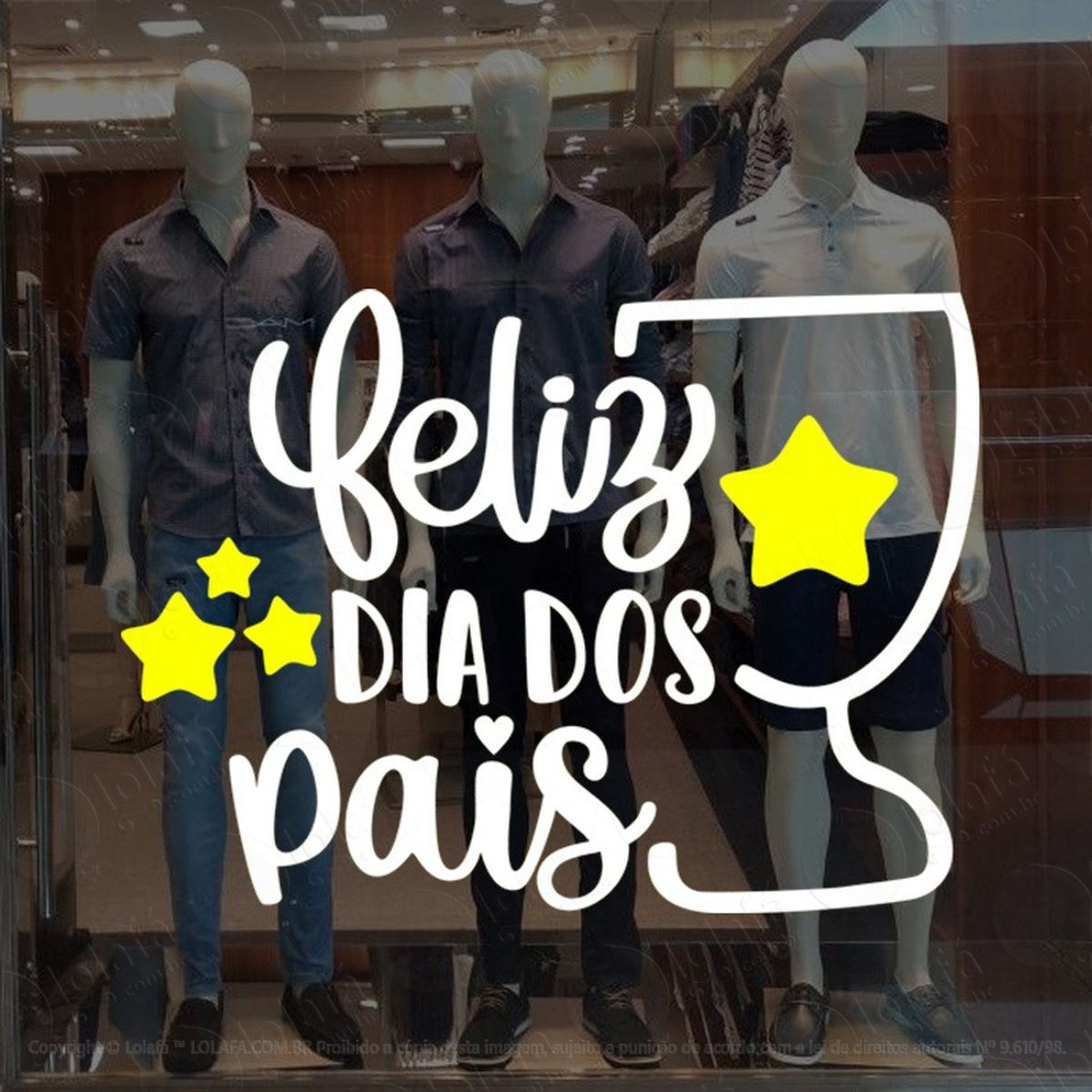 adesivo decorativo vitrine feliz dia dos pais troféu mod:2049