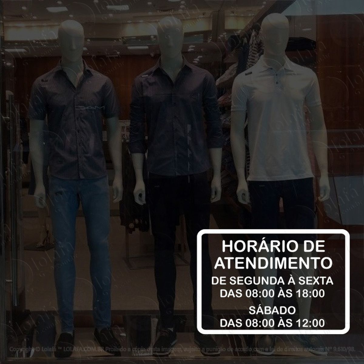 adesivo para vitrine loja shopping horário de atendimento mod:2078