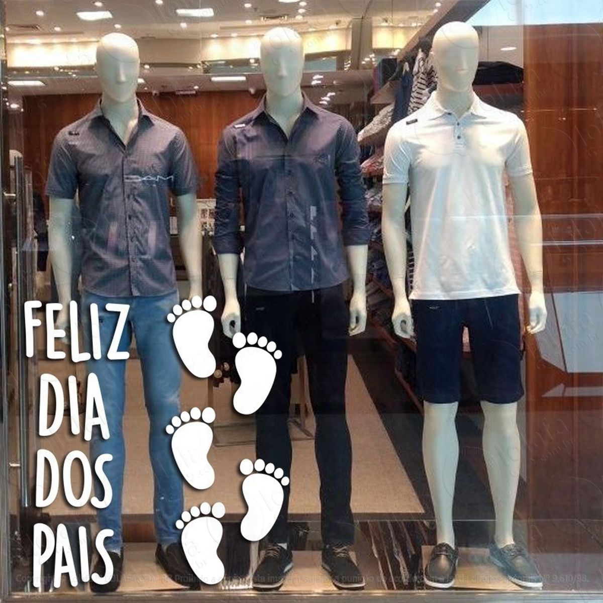 adesivo decorativo vitrine feliz dia dos pais pezinhos mod:2107