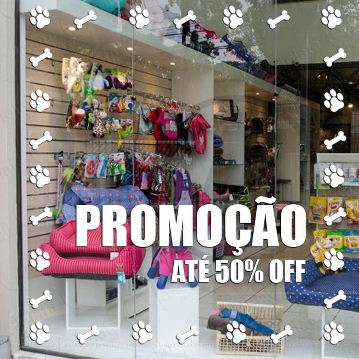 adesivo para vitrine promoção pet shop patinhas ossinhos mod:2119