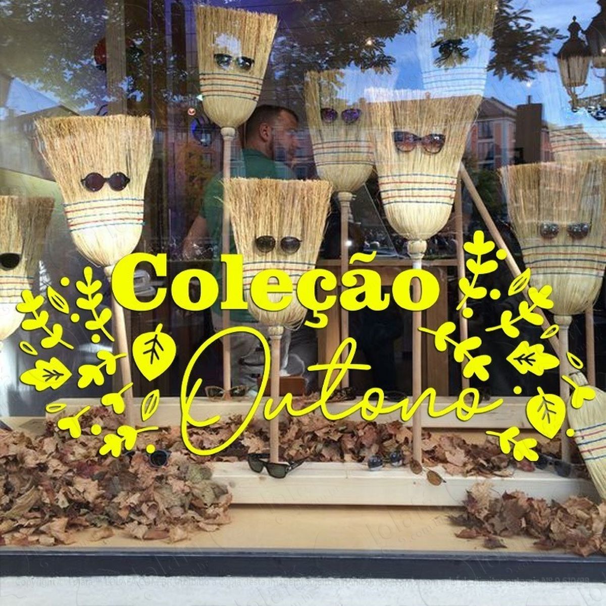 adesivo decorativo vitrine coleção outono ramos e folhas mod:2122