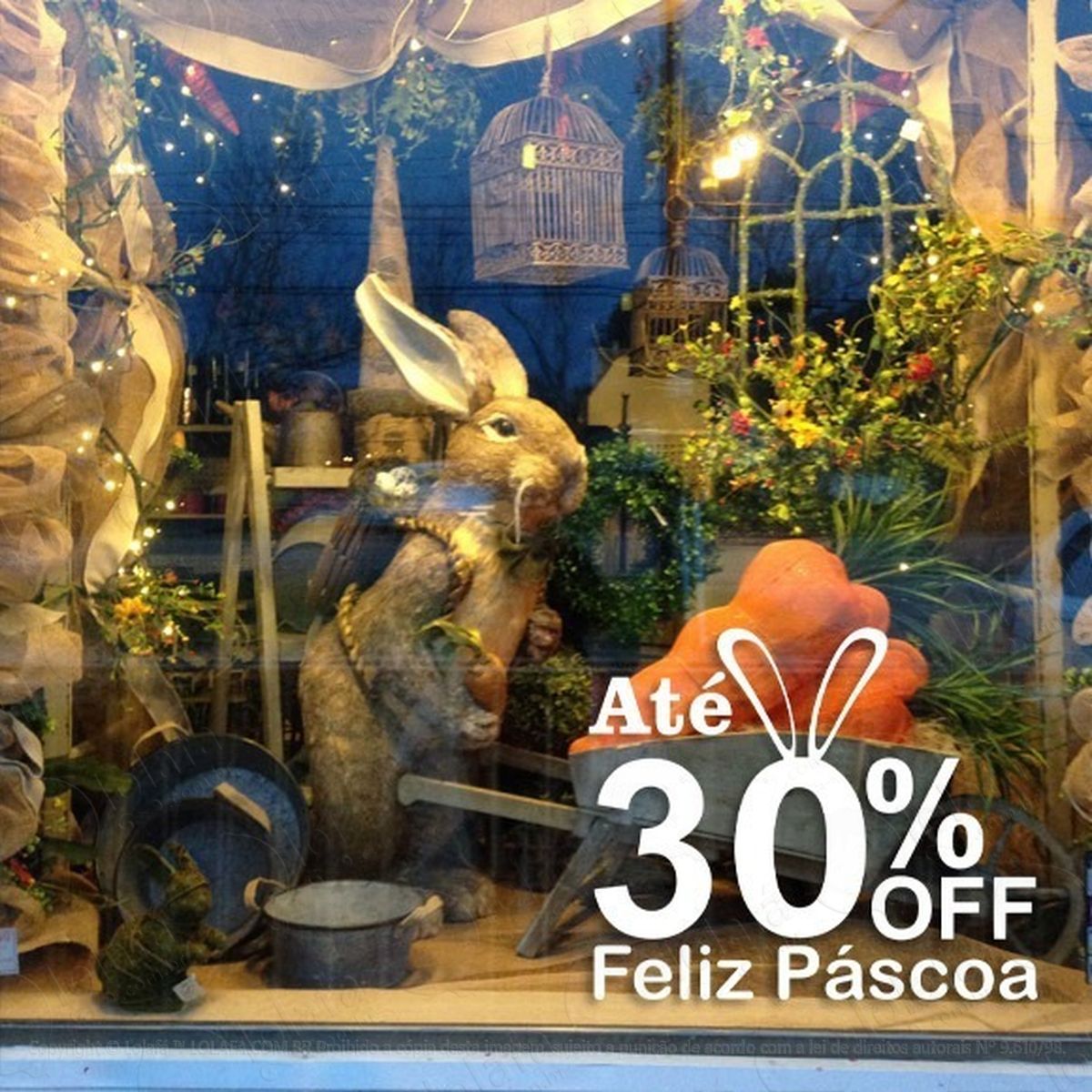 adesivo decorativo vitrine desconto feliz páscoa pequeno mod:2147