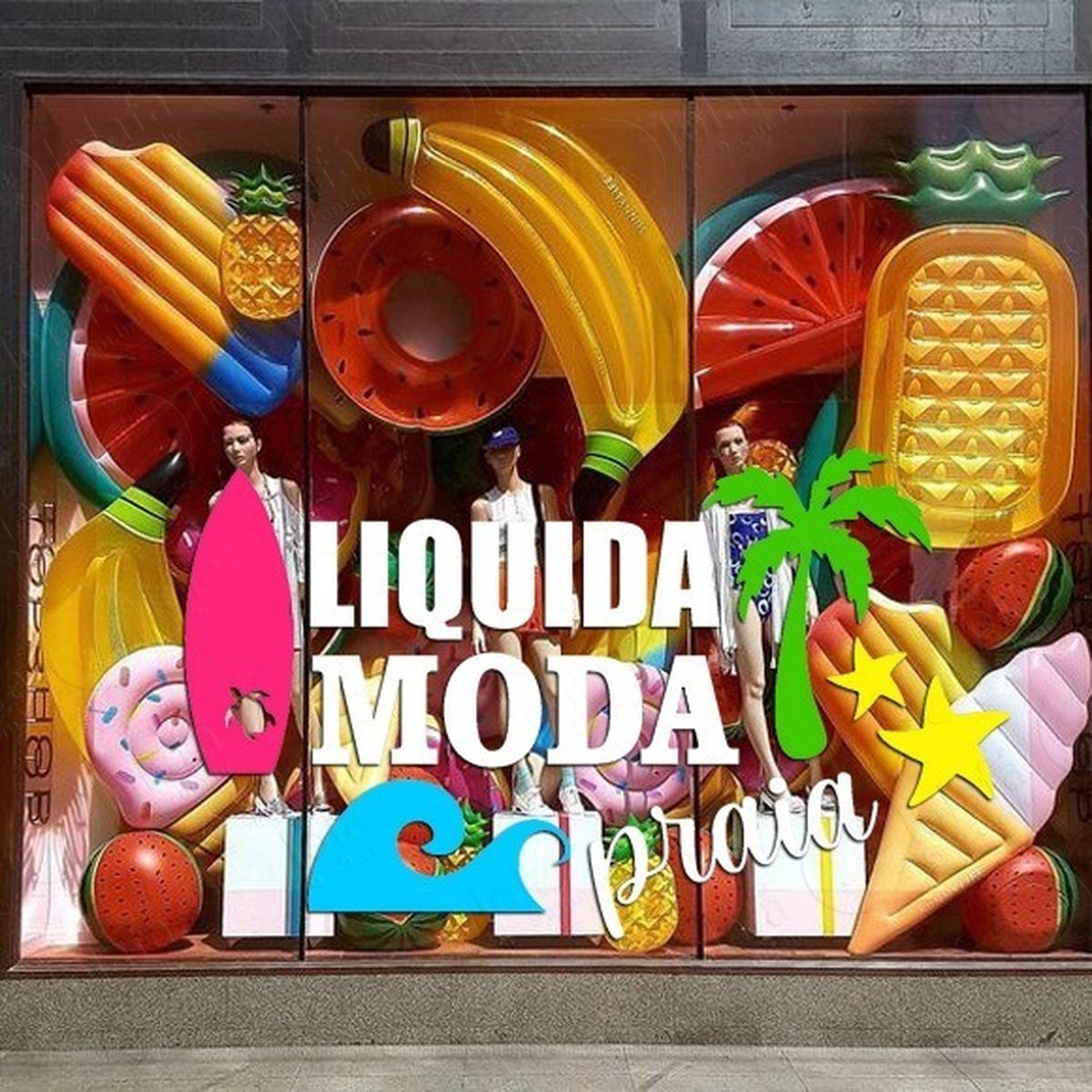 adesivo decorativo vitrine liquida moda praia mod:2148