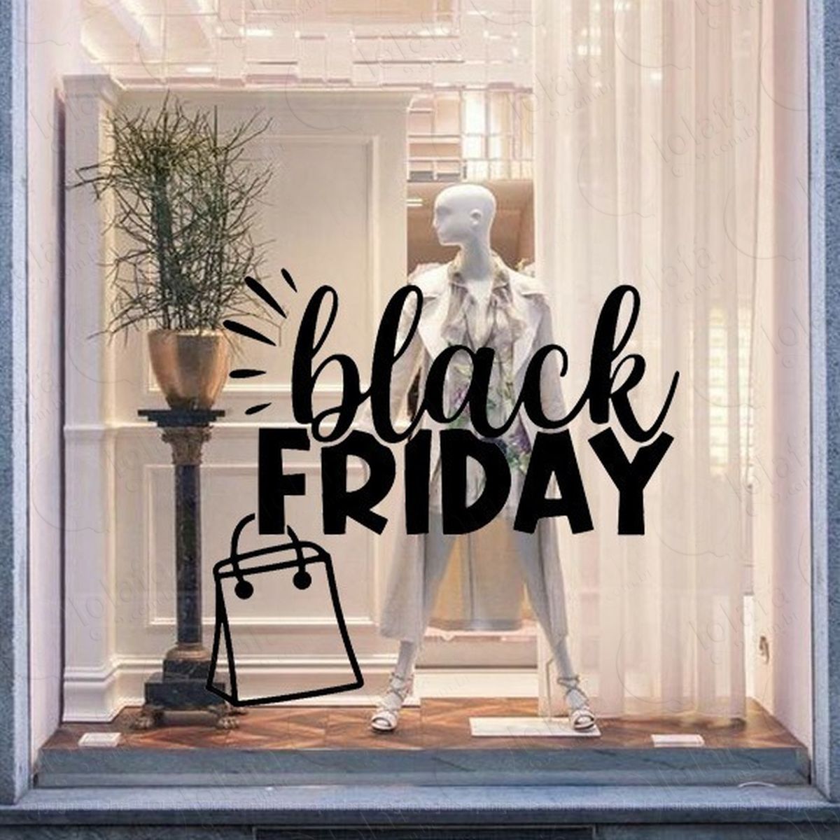 adesivo decorativo vitrine black friday sacola médio mod:2152