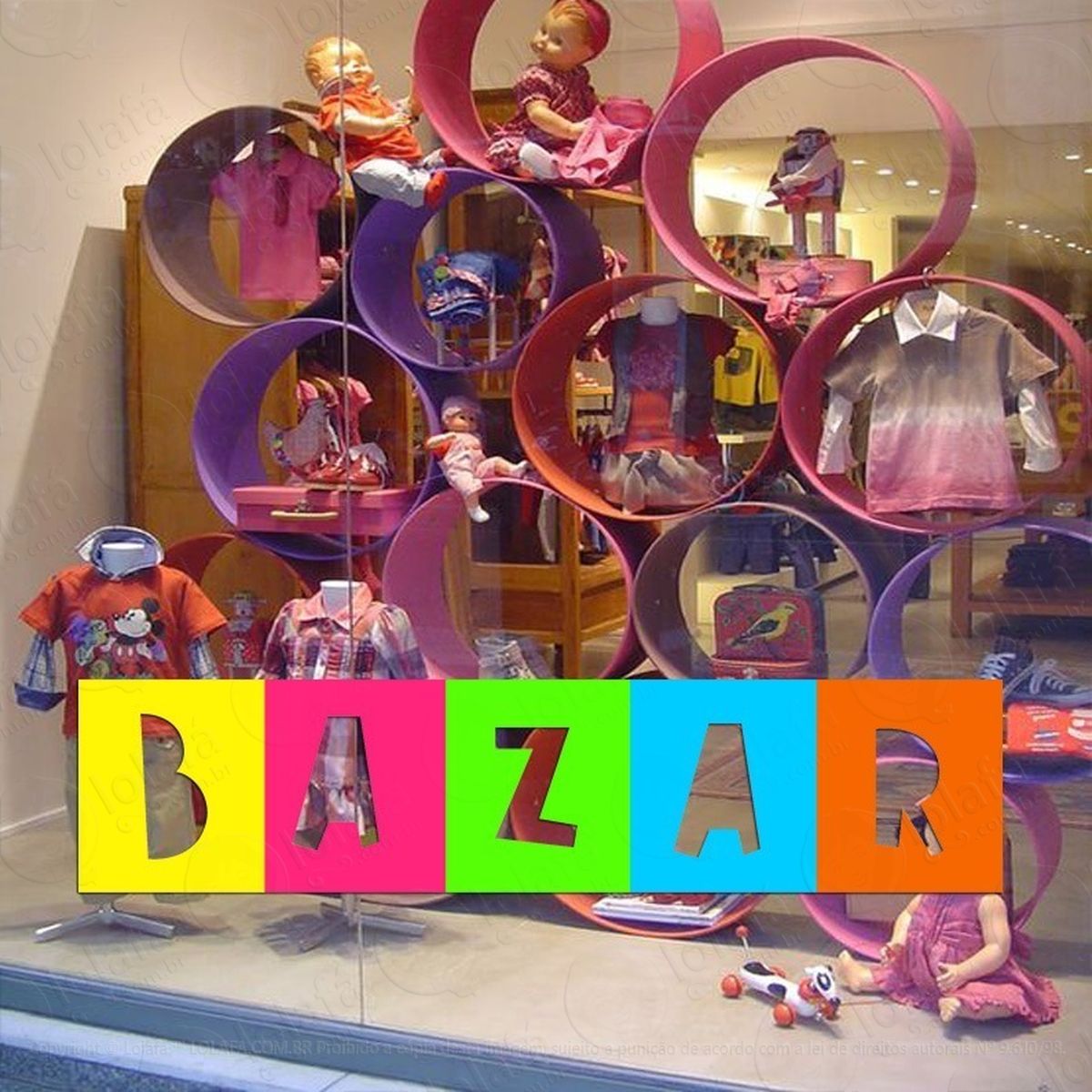 adesivo decorativo vitrine bazar colorido mod:2191